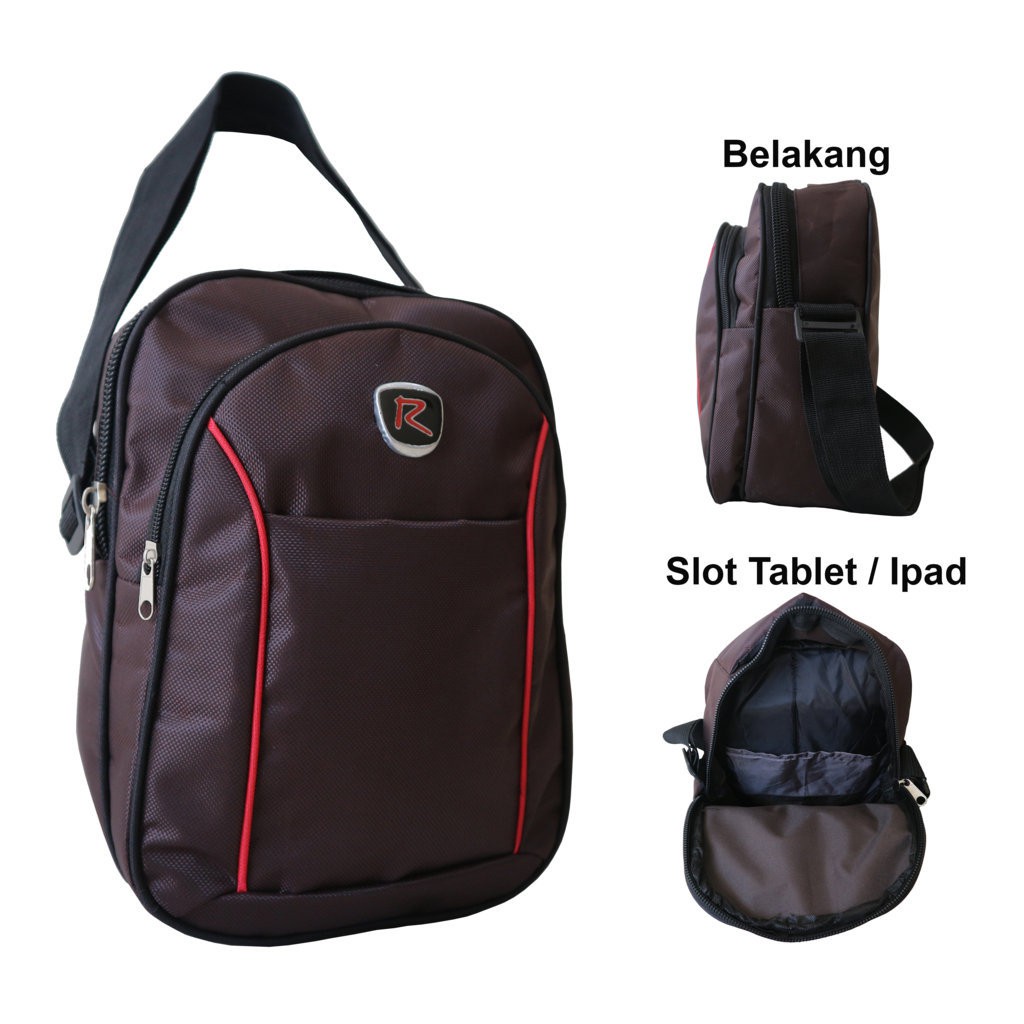 Tas Selempang Desain Polo R Coklat Elegan Sling Bag Pria Exclusive Murah