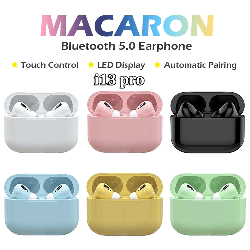 terbaru！！！Macaron i13 Bluetooth Earphone 5.0 Wireless  Headset Smart Touch