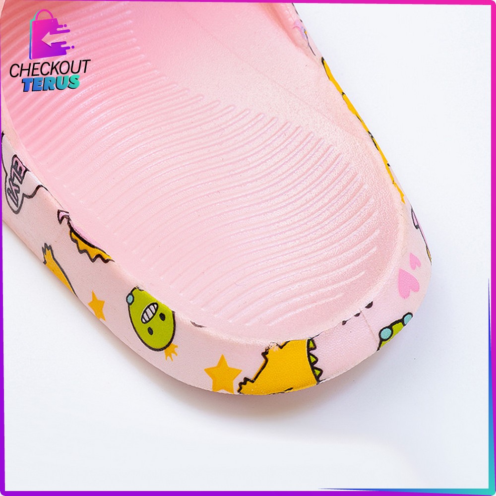 CT S46 Sendal Anak Laki Laki Motif Dino Karakter Hewan Lucu Anti Slip Selop Cewek Cowok Unisex Import Sendal Gemoy Dinosaurus