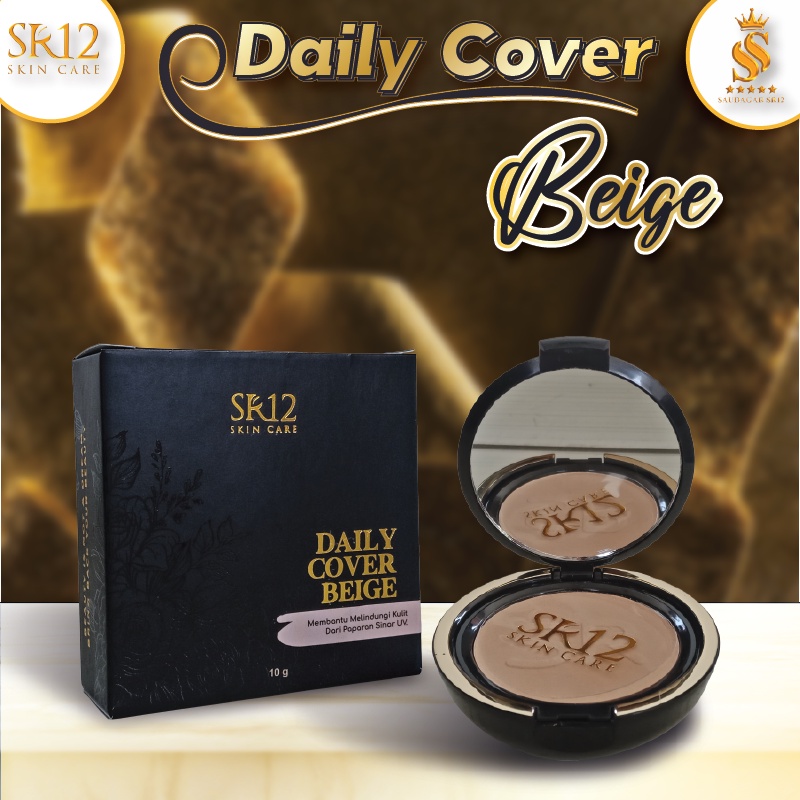 Daily cover beige Sr12 Bedak padat Menutupi bekas jerawat Melindungi kulit dari paparan sinar UV Tahan lama Berspf 14 Kosmetik wajah 14g Bpom Original Berkualitas Murah Terlaris Cod Daily Cover Natural 14gr Saudagarsr12