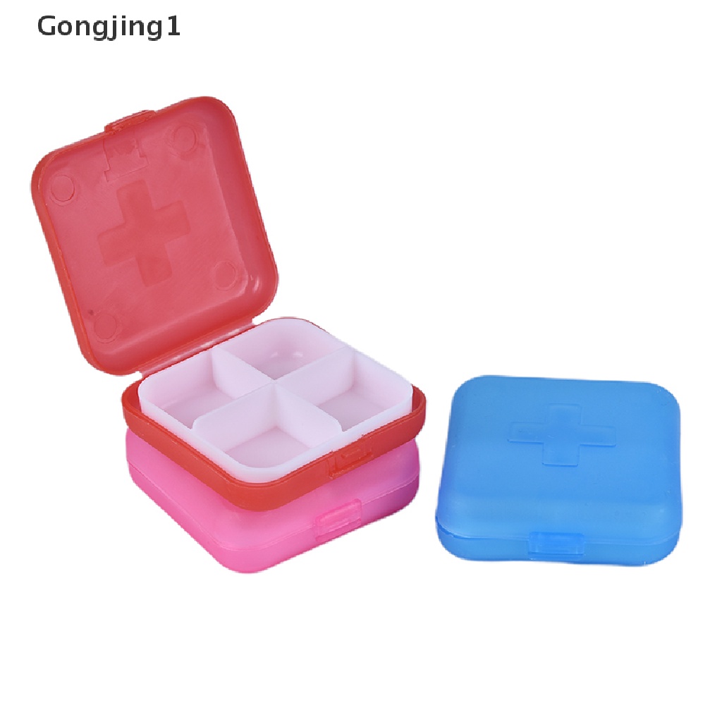 Gongjing1 Kotak Penyimpanan Obat Pil Portable 4 Slot Untuk Travel