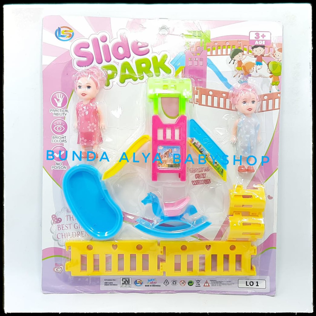 Mainan Boneka Mini Play Ground Perosotan Ayunan Mini - Mainan Taman Bermain Anak Slide Park