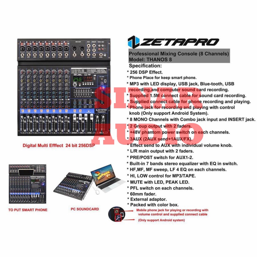 MIXER AUDIO ZETAPRO THANOS 8 - THANOS8 ORIGINAL 8 CHANNEL
