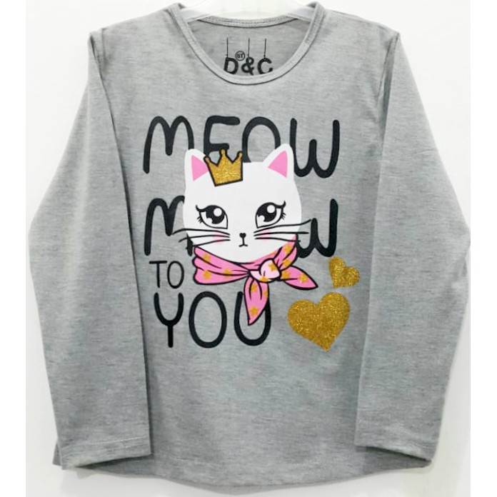 atasan kaos anak perempuan lengan panjang kucing lucu abu atasan kaos anak perempuan lengan panjang kucing lucu abu