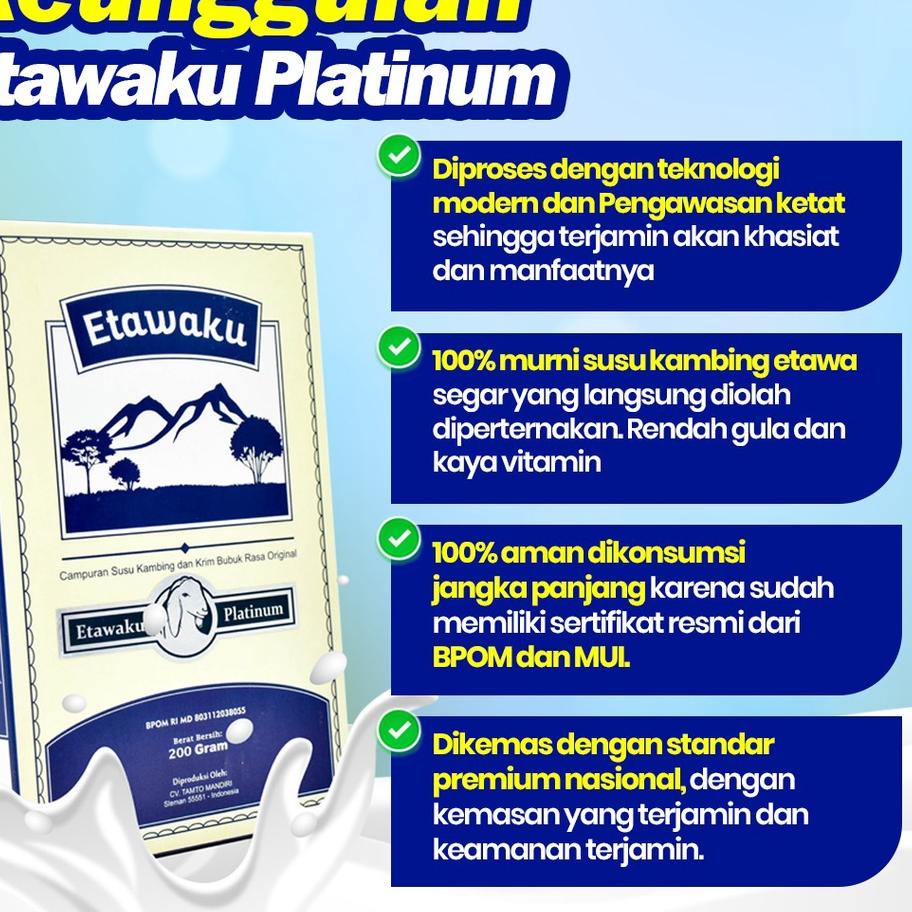 

パ Etawaku Platinum 3x Atasi Masalah Pernafasan - Susu Kambing Bubuk Provit Etawa Tingkatkan Daya Tahan & Imunitas Tubuh Jaga Kesehatan & Kepadatan Tulang Isi 200gr Hot Sale