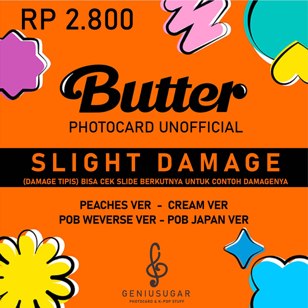 [BTS BUTTER] SLIGHT DAMAGE PHOTOCARD UNOFFICIAL POB WEVERSE - PEACHES VER - CREAM VER - POB JAPAN