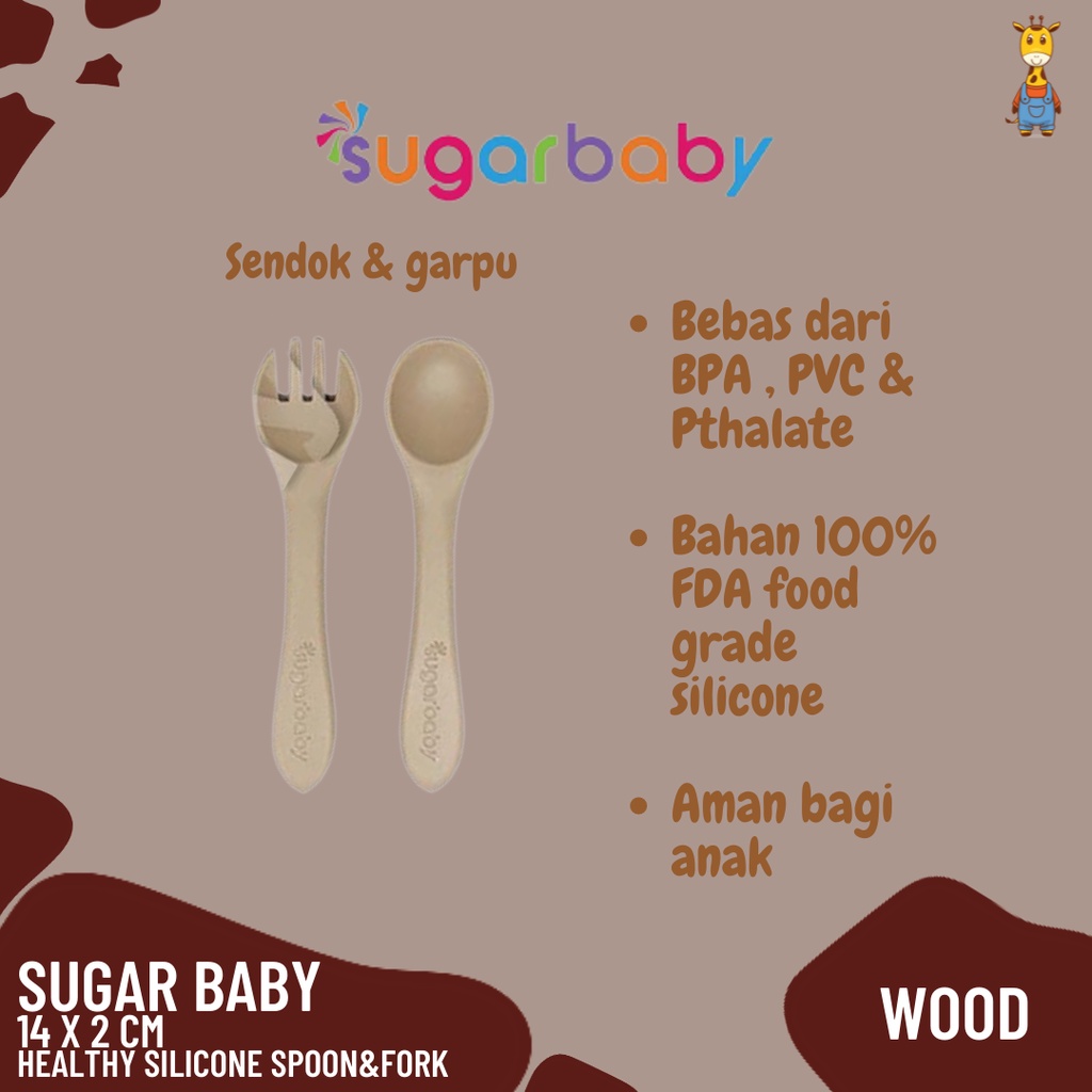 Sugar Baby Healthy Silicone Spoon&amp;Fork - Sendok Garpu