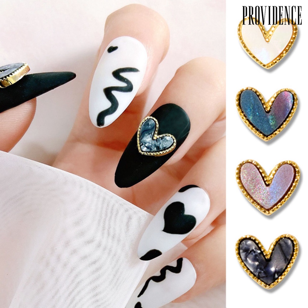 10pcs / Set Ornamen Bor Kuku Efek Gloss 3d Bentuk Hati Peach Untuk Dekorasi Salon Nail Art