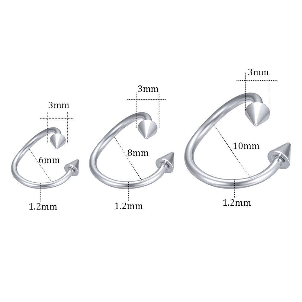 Anting Tindik Hidung / Bibir / Tulang Rawan Telinga Bentuk Bulat Bahan Stainless Steel