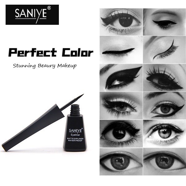 SANIYE M255 Eyeliner Cair Warna Cokelat Warna Hitam Matte Anti Air Quick Dry Liquid Eyeliner Gel