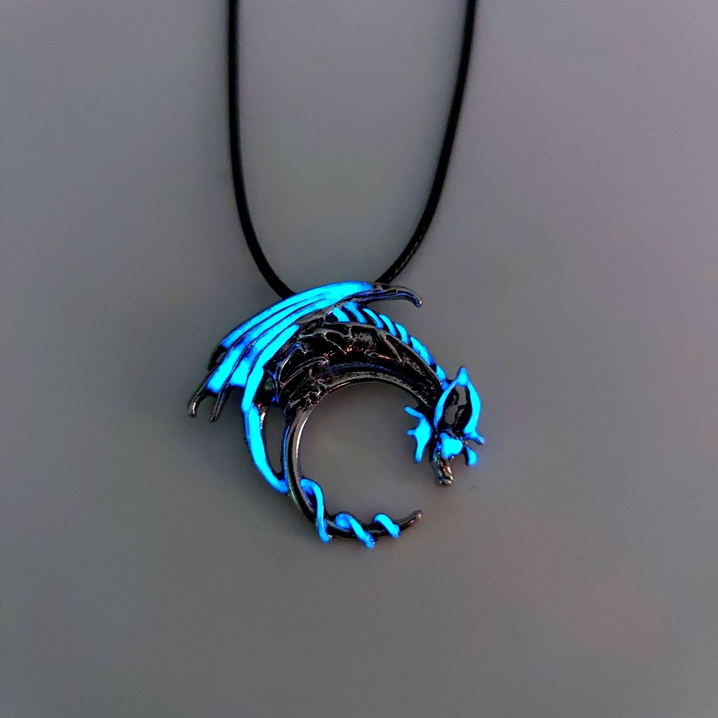 Kalung Dengan Liontin Naga Luminous Gaya Hip Hop Untuk Pria