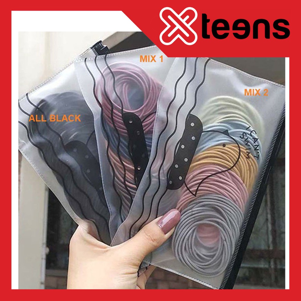 IKAT KARET RAMBUT SWIM ELASTIS WARNA GAYA KOREA ISI 100 PCS