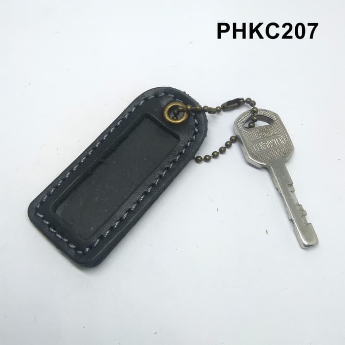 

Gantungan kunci nama kulit asli name tag key label hitam FIKC207