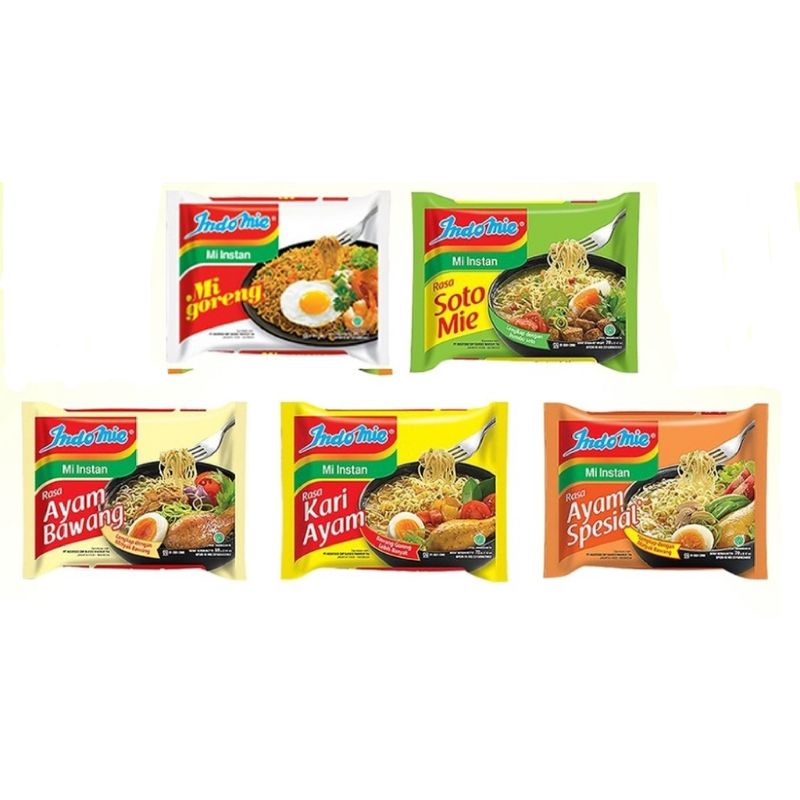 

Indomie soto / indomie kari / indomie ayam bawang / indomie goreng / indomie ayam spesial /Indomie soto Banjar limau kuit