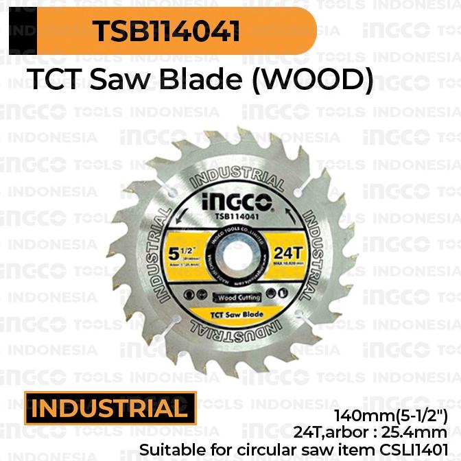 Tct Saw Blade (5 1/2"/140Mm 24T) Ingco Mata Gergaji Kayu Circular Inch