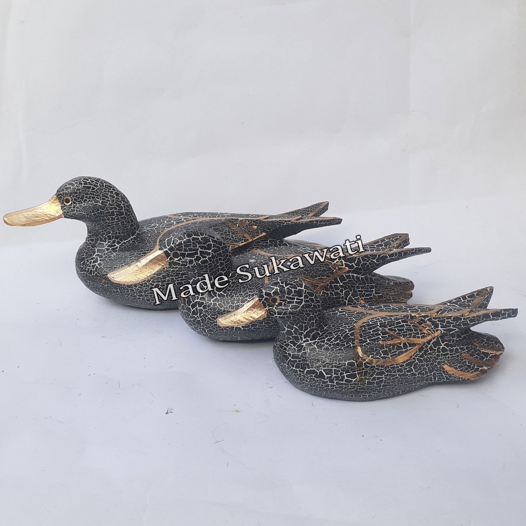 Pajangan patung Bebek Kayu Bali 1set isi 3pcs kerajinan tangan dekorasi hiasan