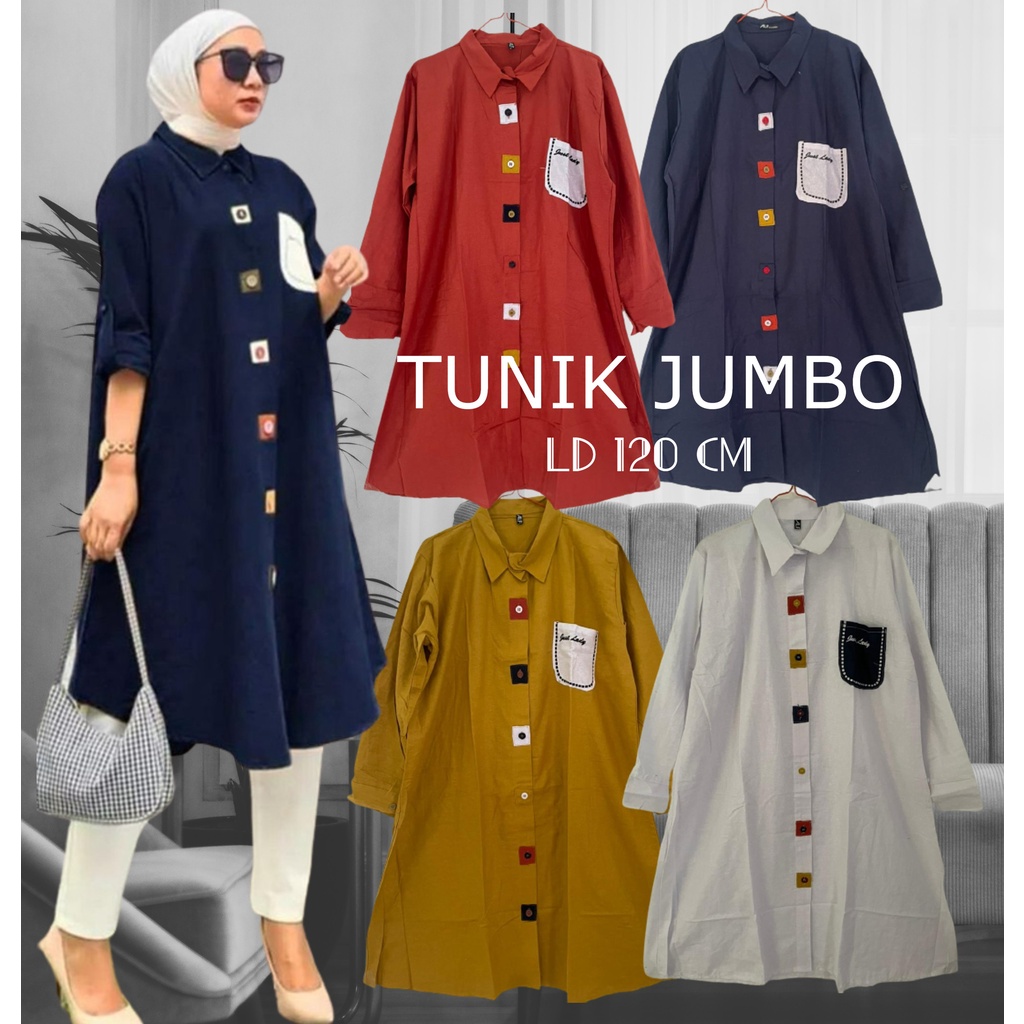 Marbel Tunik Atasan Cewe Dewasa Kekinian Long Tunik Jumbo Terbaru 2022 Katun Linen Baju Atasan Muslimah Kekinian LD 120 Cm Pakaian Muslim Wanita Fashion Muslim