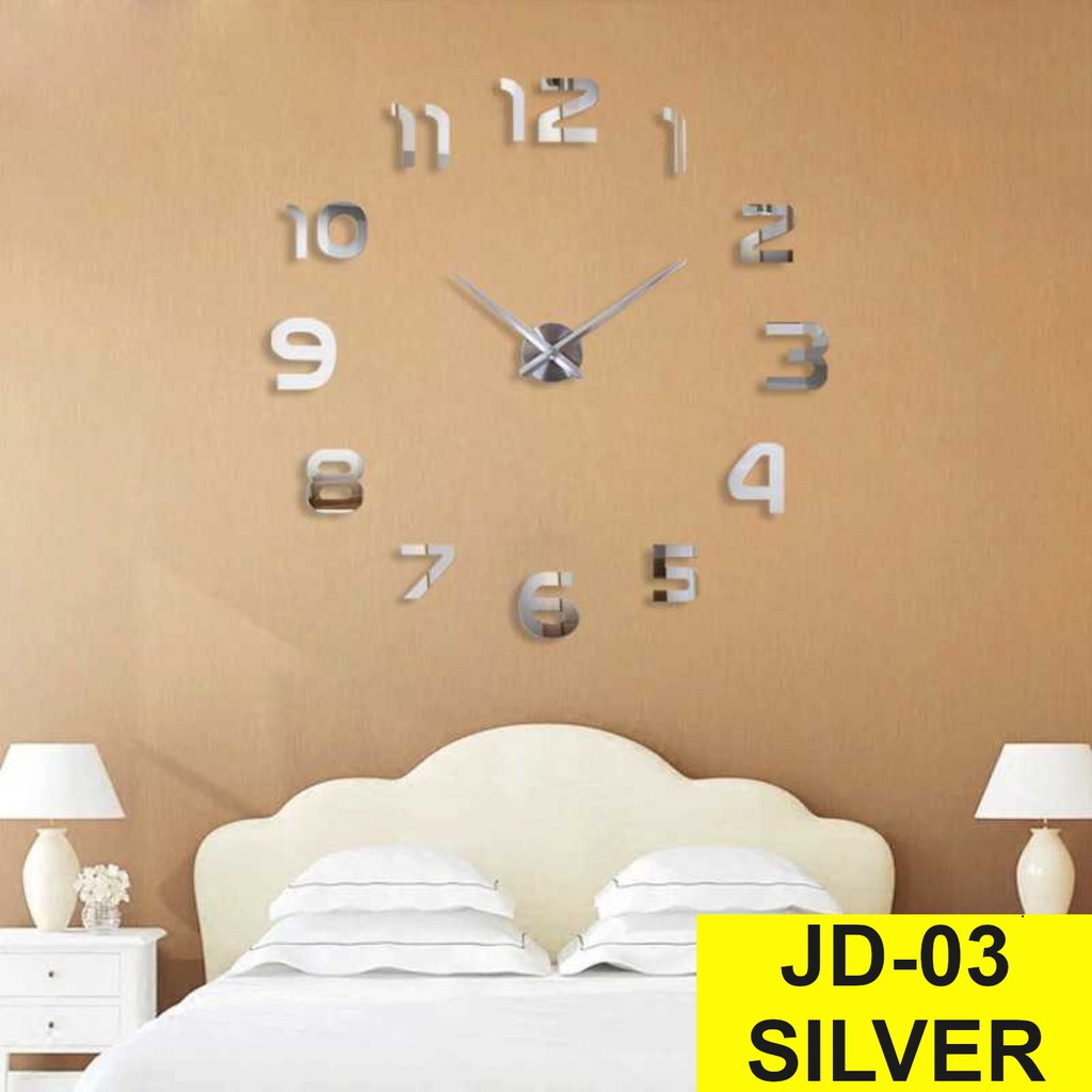 Jam Dinding Besar Unik Giant Wall Clock Diameter 80-130cm-JD-03 Silver (BESAR)