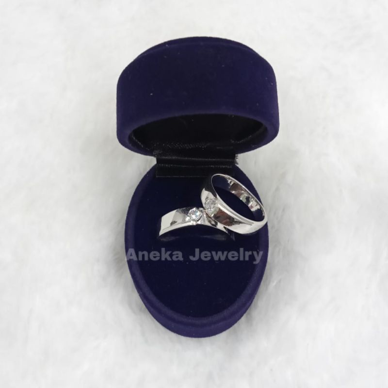 Cincin Mata 1 Dove, Perak 925, Lapis Emas Putih