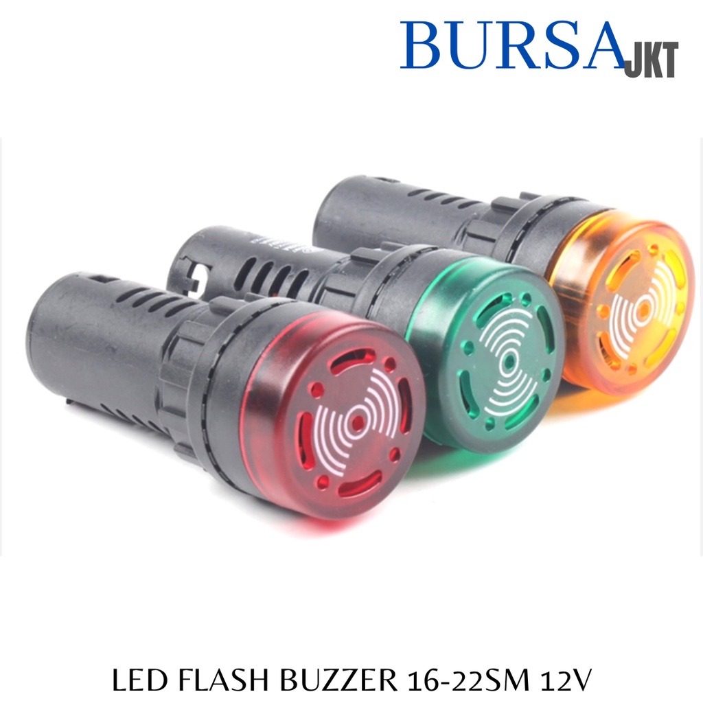 LAMPU FLASH BUZZER LED PILOT BEEPER ALARM SIGNAL AD 16-22SM 12V