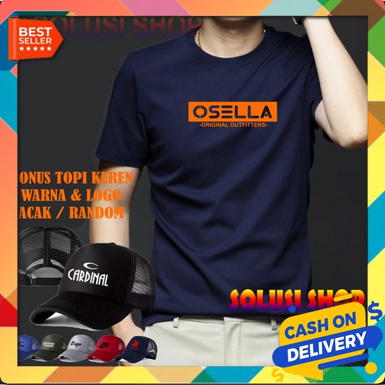 Promo Kaos Pria Moderen Style Lengan Panjang Pendek Cotton Katun Kasua Kaos Pendek Osella Blok Oran