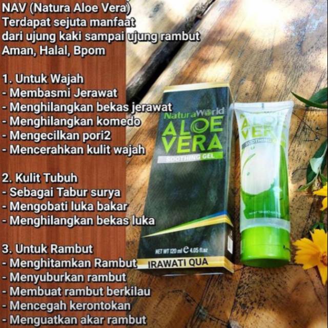 (GRATIS EMAS) Natura Aloe Vera / naturaworld aloevera soothing gel 120ml asli/original (NATURA WORLD