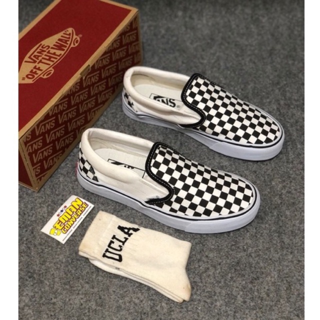 SEPATU SLIP ON CHEKERBOARD CLASIC CATUR MADE IN CHINA WAFFLE DT