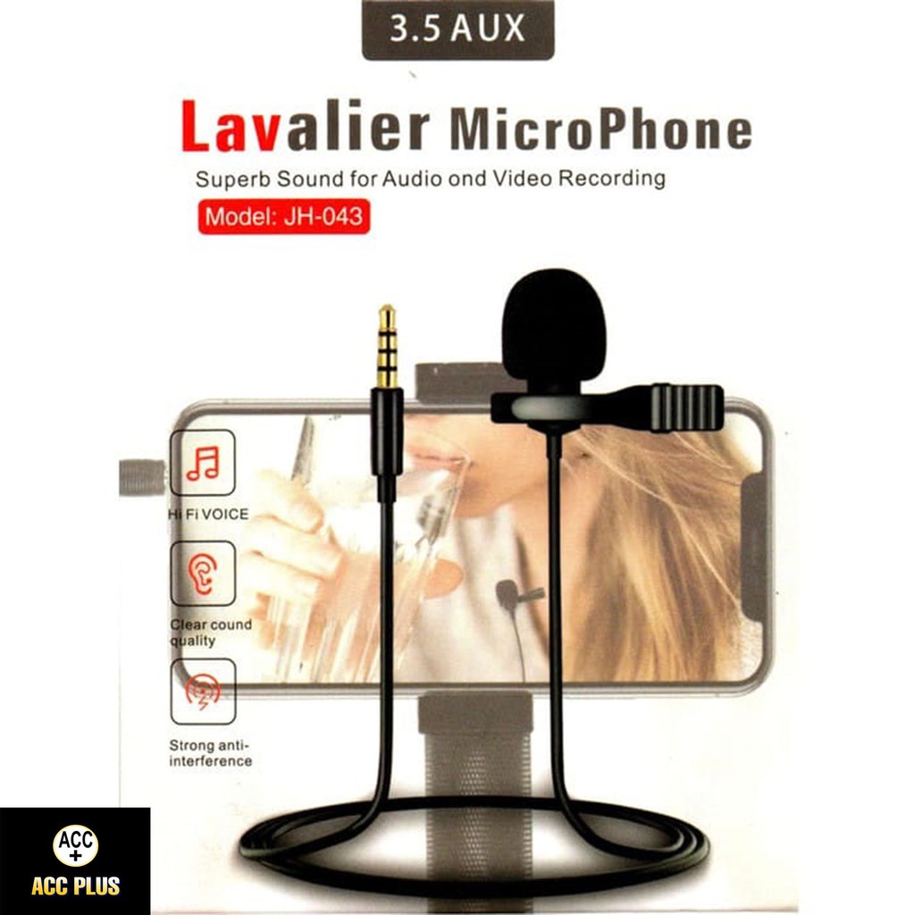 MIC CLIP ON LAVALIER TYPE C / LIGHTNING / 3,5MM JACK MICROPHONE FOR AUDIO AND VIDEO RECORDING - ACC PLUS