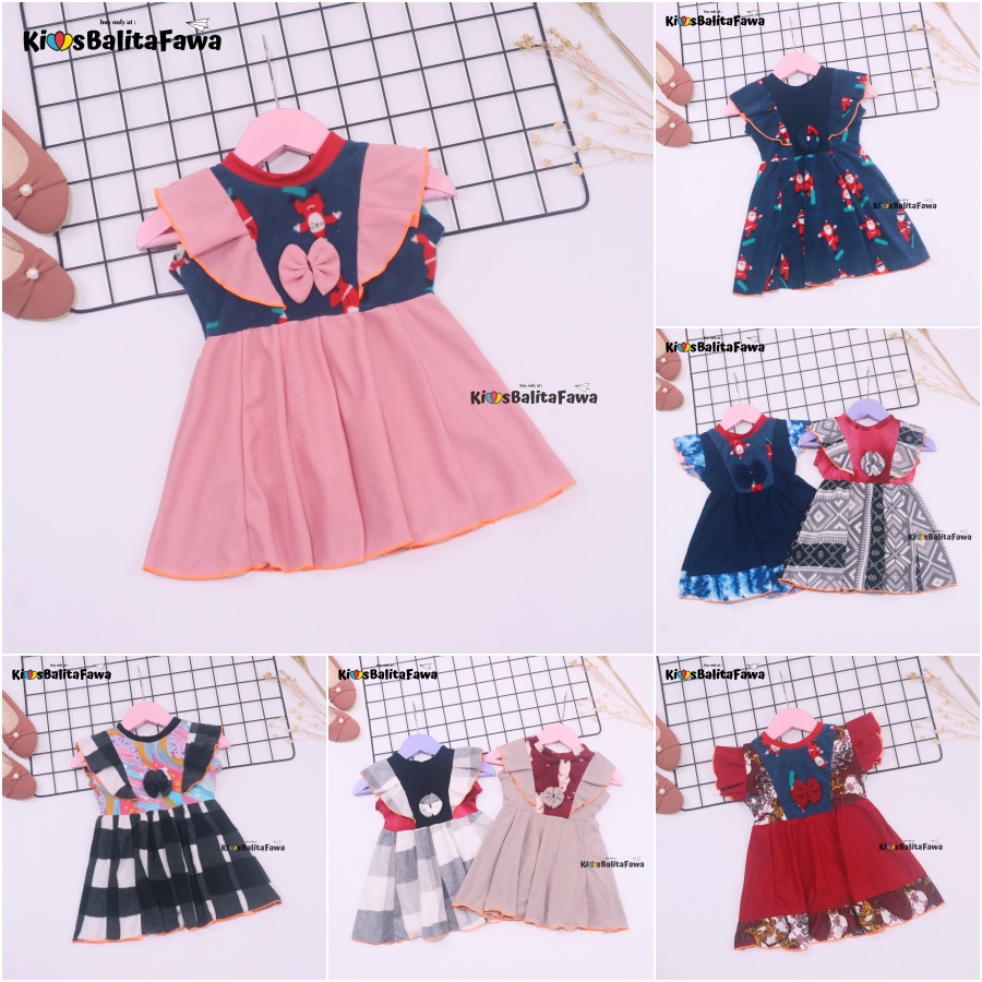 Dress Marion 6-18 Bulan / Dres Kensi Lengan Pendek Anak Perempuan Bayi Gaun Pesta Murah Import