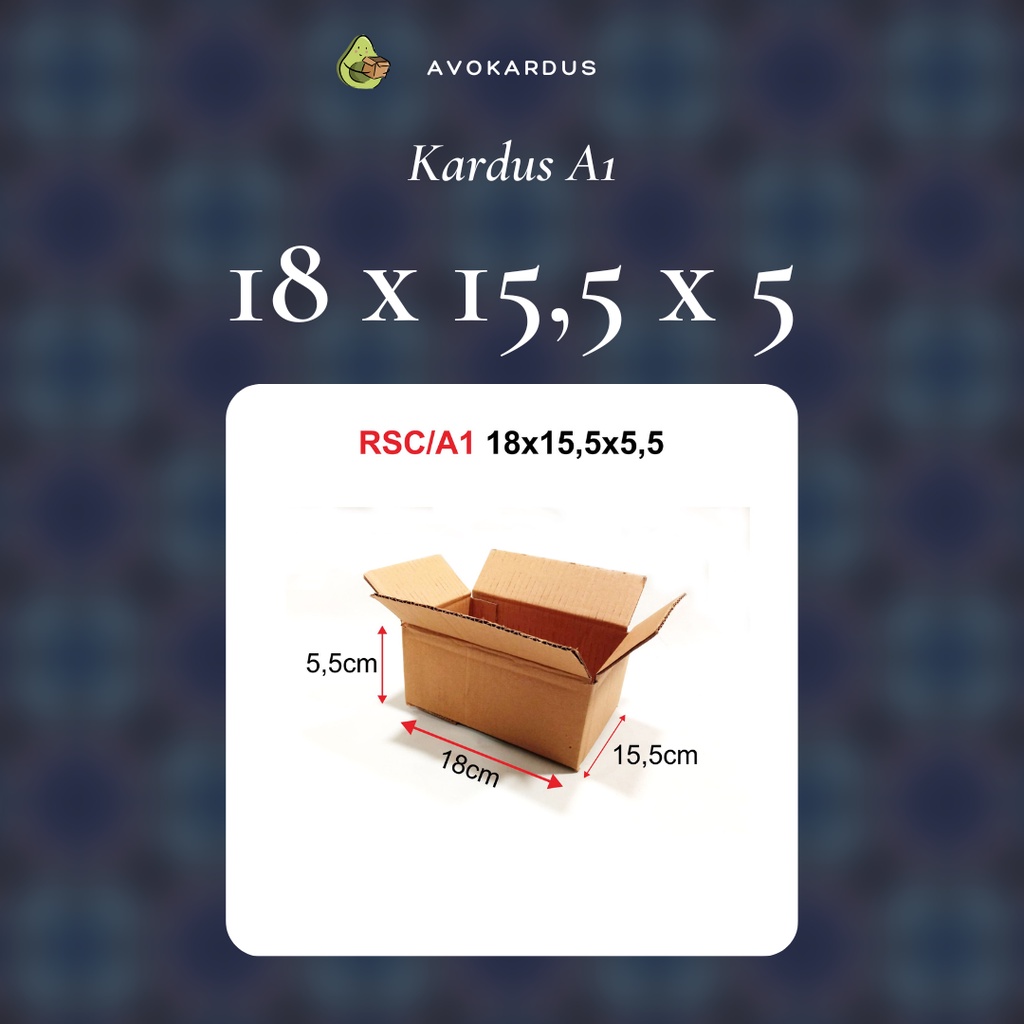 

Kardus / Box / Karton / Packing / Packaging / Kotak / Dus RSC / A1 – 18 x 15,5 x 5,5 B-Flute