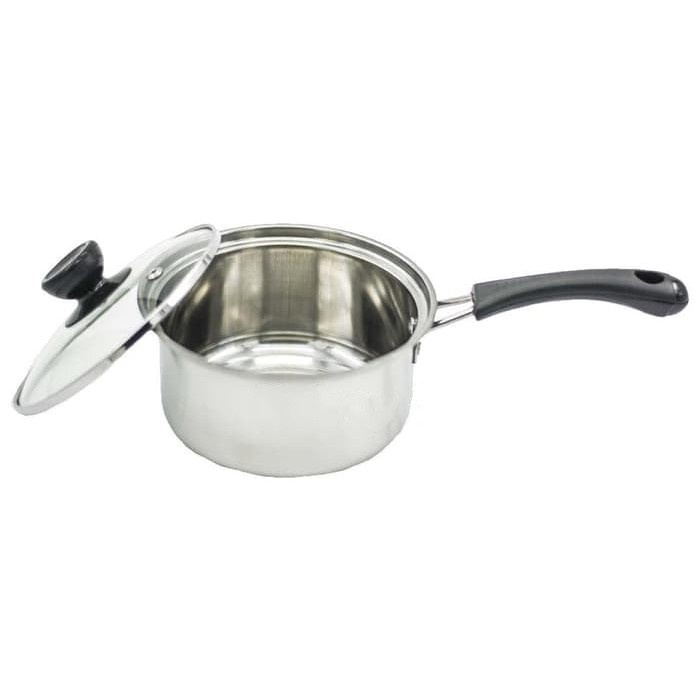 Panci rebus Milk Pot Stainless Steel - Panci susu plus Tutup Kaca 18cm - Panci Rebus Serbaguna 2118