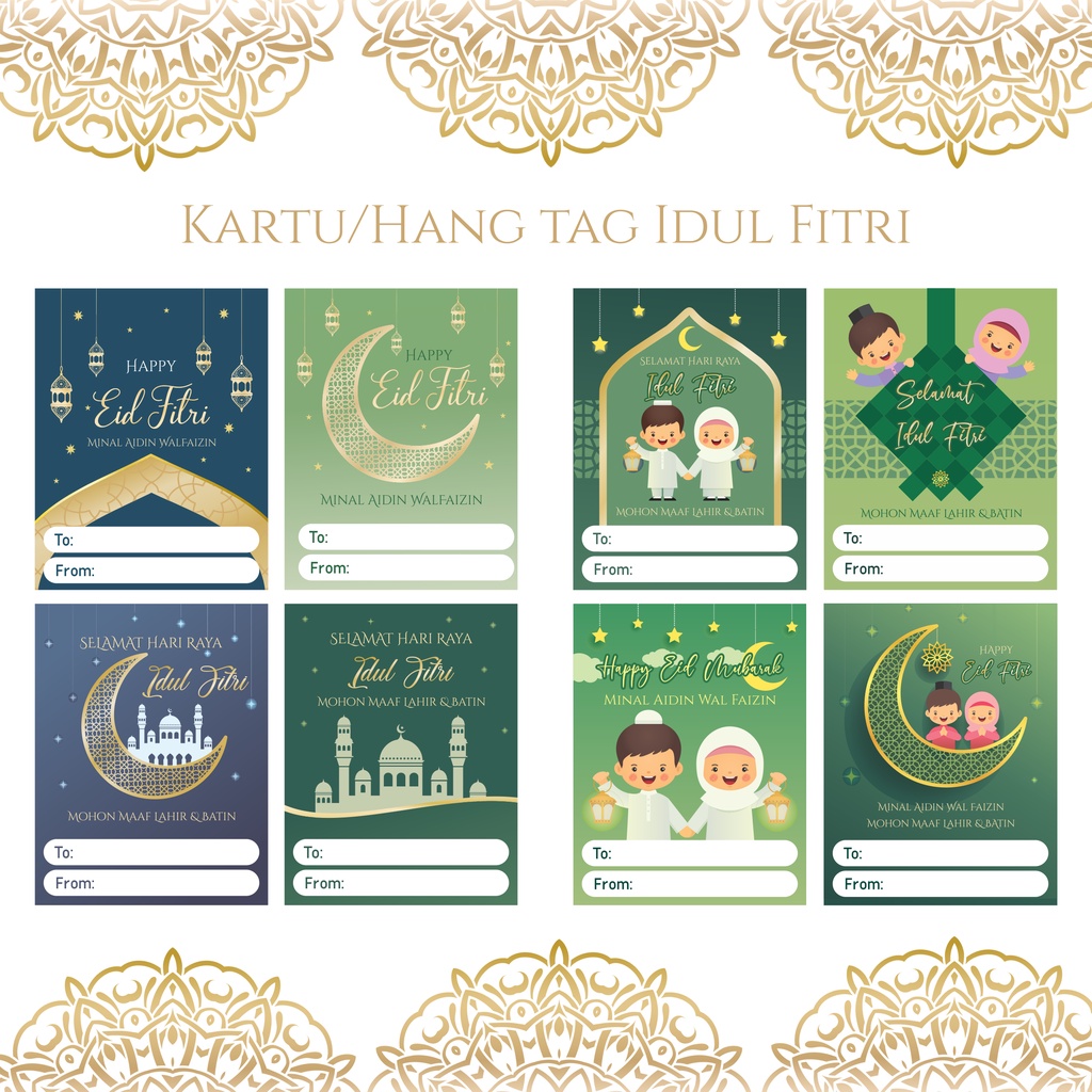 Exp Lama (COD) KARTU UCAPAN LEBARAN IDUL FITRI HANG TAG TEBAL 16 PCS PREMIUM MURAH EKSKLUSIF DESAIN