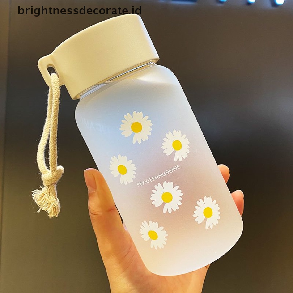 Botol Minum Plastik Transparan Portable 500ml Motif Bunga Daisy Untuk Travel