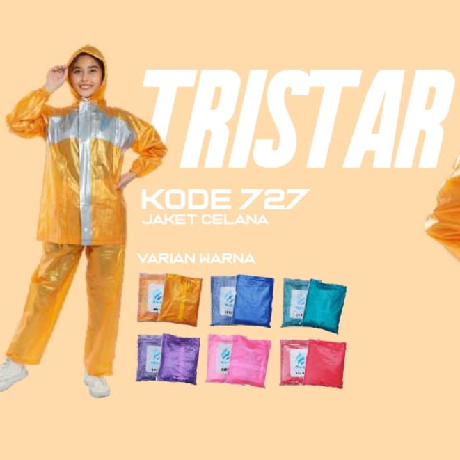 Jas Hujan stelan remaja TRISTAR 727 Plevia jaket celana setelan remaja