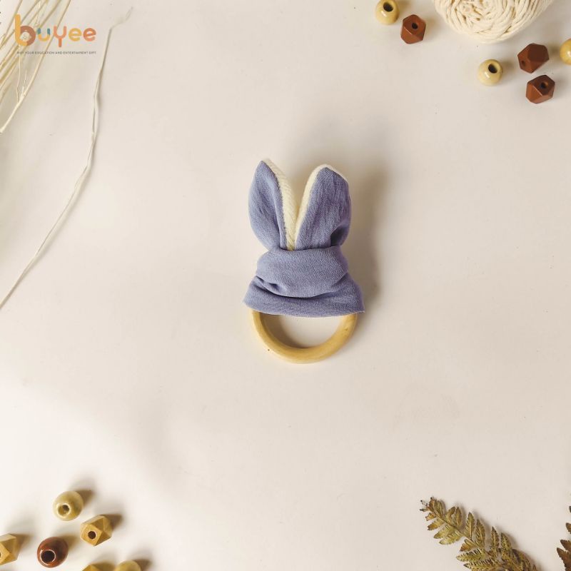 Bunny Ear Wooden Teether Rattle Toys Buyee Gift | Mainan Kayu Bayi