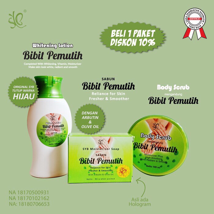 Paket Bibit Pemutih SYB Original [Sabun+Scrub+Lotion]