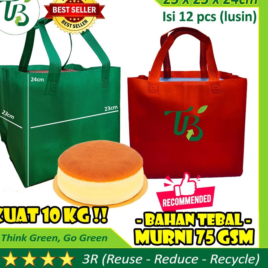 

Goodie Bag ECO CAKE tas kue nasi kotak 23x23x24cm Spunbond Bukan Paperbag kardus box