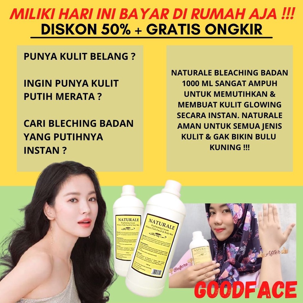 PEMUTIH BADAN PERMANEN BLEACHING BADAN NATURALE 1000GR ORIGINAL BLEACING BADAN PEMUTIH KULIT BLECING BADAN PEMUTIH BADAN AMPUH PEMUTIH BADAN PERMANEN BPOM CREAM PEMUTIH BADAN