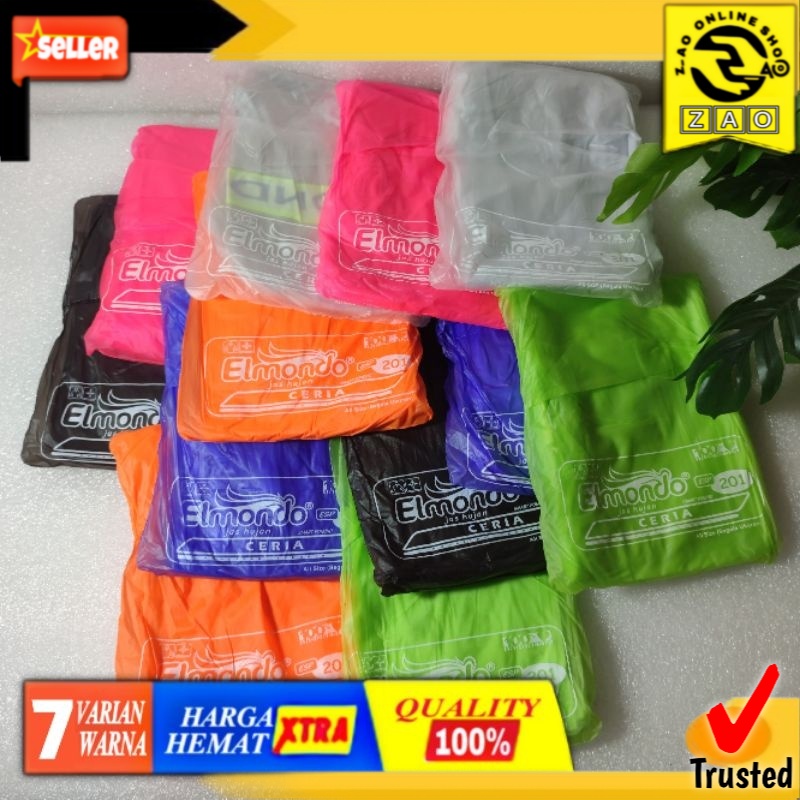 Ponco Ceria 201 | Jas Hujan Murah Elastis karet pvc bukan plastik Elmondo Ceria201 atasan saja jaket lengan panjang tanpa  Celana Portabel Hemat Mudah dibawa