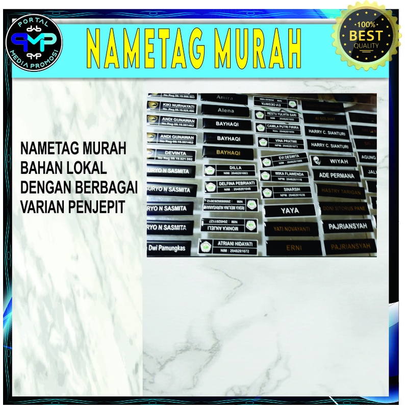 

NAME TAG / MANA DADA MURAH BAHAN PLASTIK MURAH BERKUALITAS