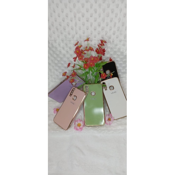 CASE PREMIUM GLAS LOGO WITH LIST GOLD VIVO/ Y12/ Y15/ Y17/ Y91/ Y93/ Y95/ Y91C/ Y30/ Y50