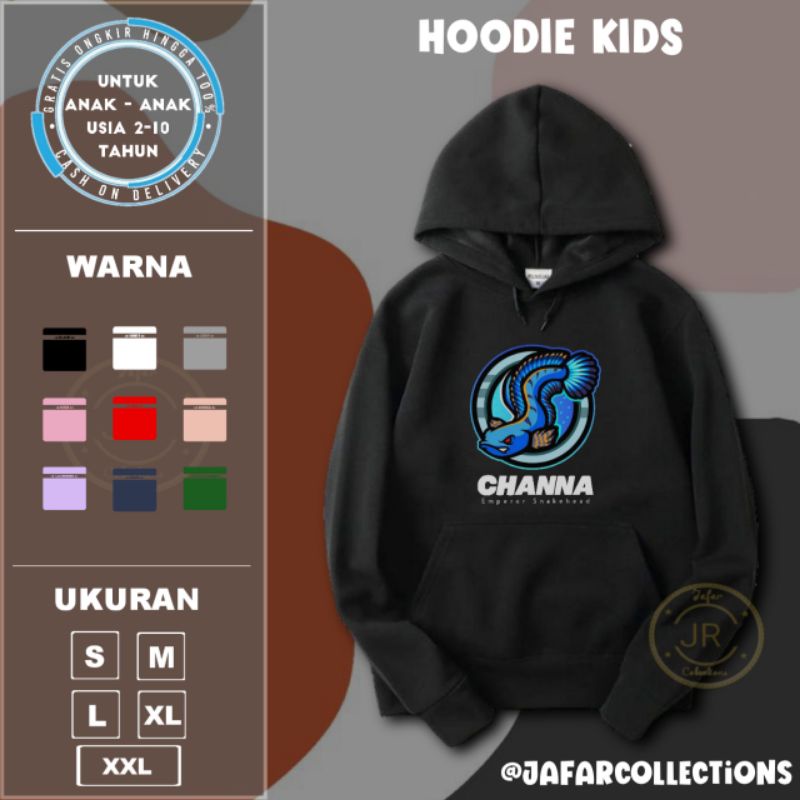 IKAN CHANA Jaket Hoodie anak channa blue pulchra unisex laki-laki perempuan / Hoodie jumper anak cha