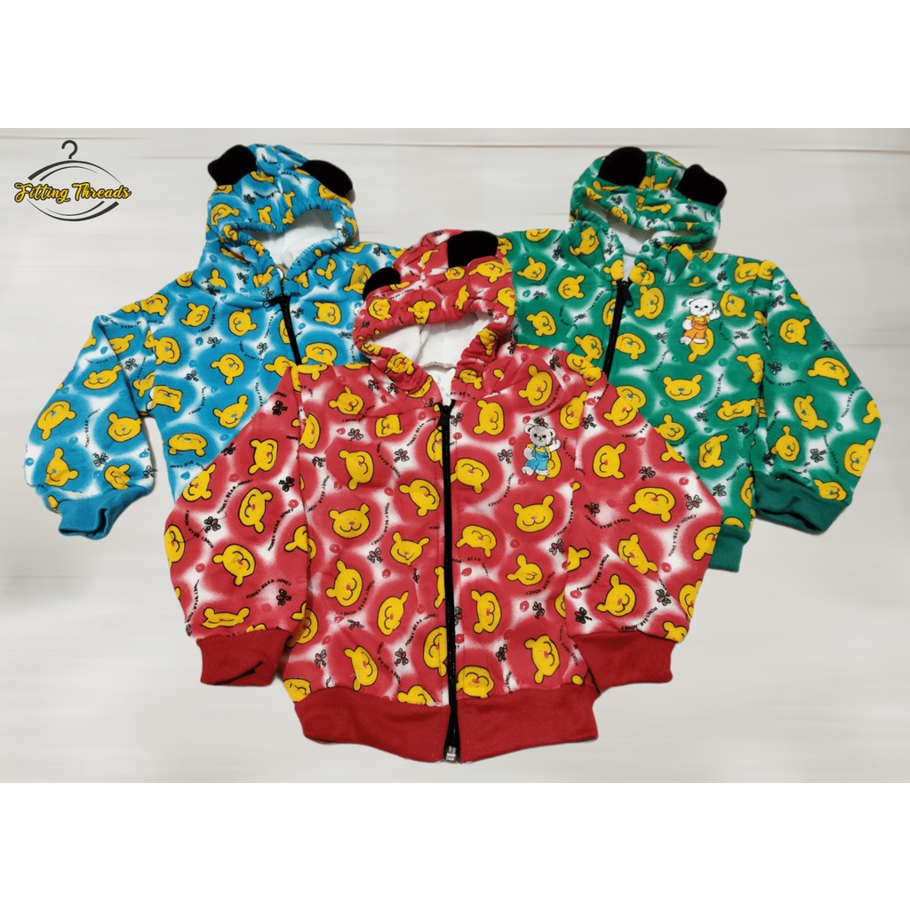 Jaket Anak Perempuan 1 2 3 Tahun / Jaket Fuzzi Anak Cewek Topi Motif