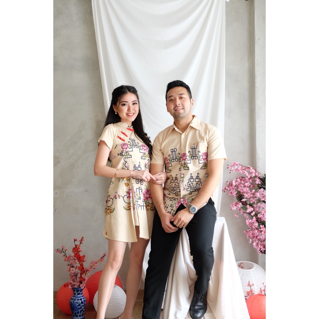 Jing Batik Cheongsam Chinese New Year ( Kemeja - Kora - Kina - Nuwa - Jenna - Dara - Mutia - Hera - Nadine Bomber ) Available Couple