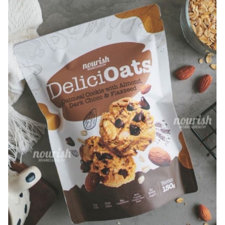 Delicioats (Healhty Oat Cookies with Almond &amp; Choco) Kue Sehat 150 gr