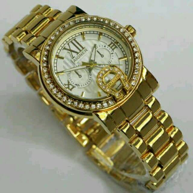Jam Tangan Wanita Elegant AIGNER BARRI Diamond Premium Watch Gold