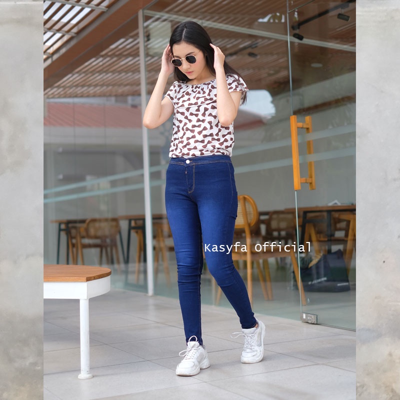 CELANA JEANS HIGH WAIST ONE BUTTON // CELANA JEANS HIGHWAIST KANCING SATU POLOS