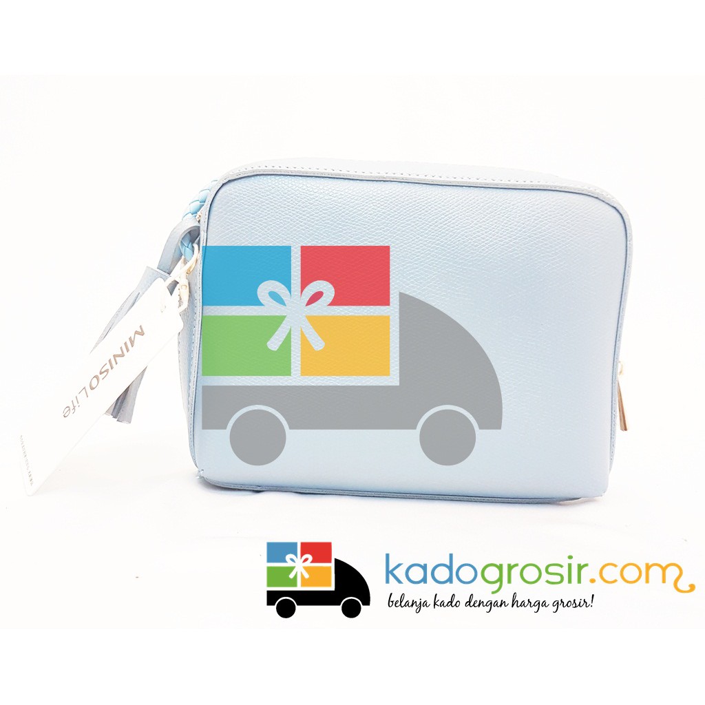 Solid Color Rectangle kepang Crossbody Bag Miniso