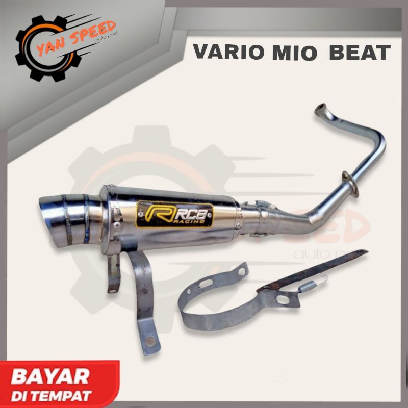 Knalpot racing Mio j,mio m3,mio sporty,beat,vario,scoopy merk RCB motor matik suara bas