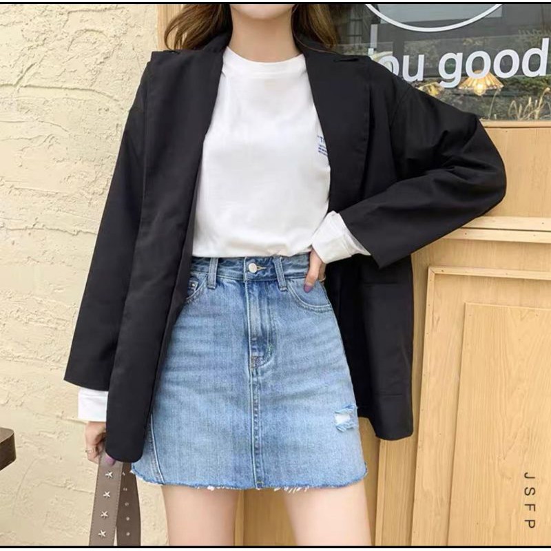 ready BISA COD rok jeans import / skirt span wanita / rok pendek import